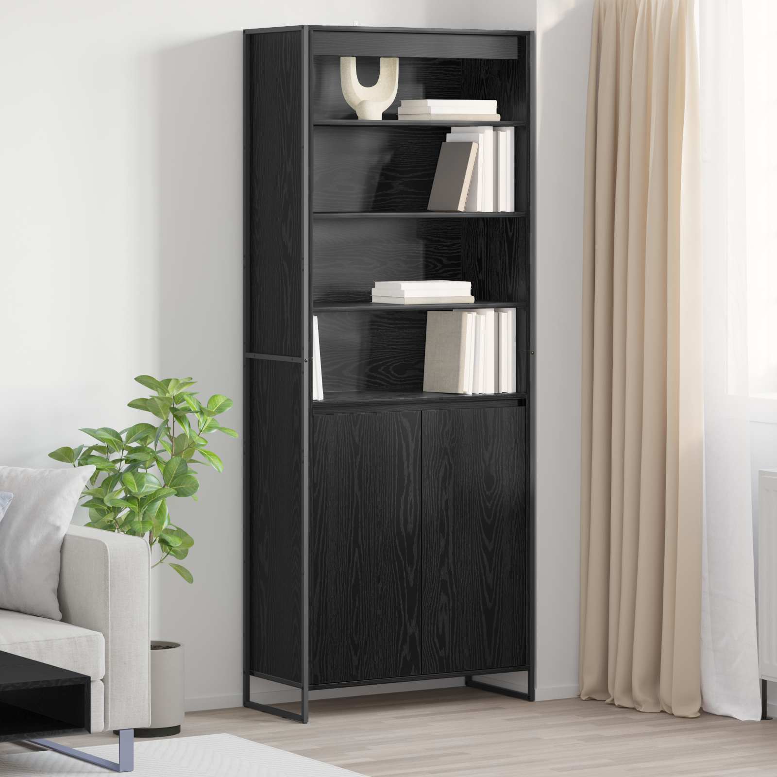 Visoki ormari Crni hrast 79 x 36 x 200 cm Konstruirano drvo