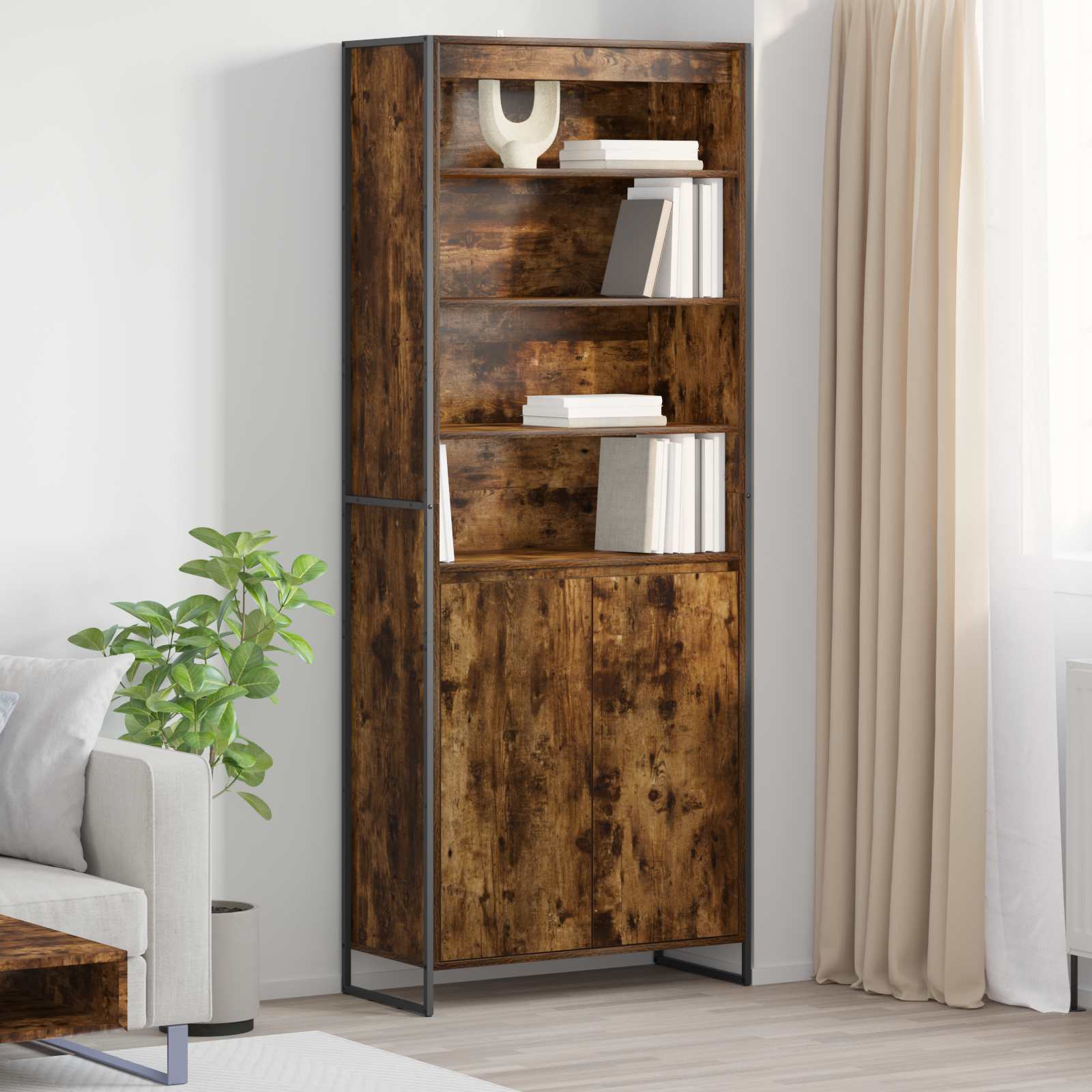 Visoki ormari Dimni hrast 79 x 36 x 200 cm Konstruirano drvo
