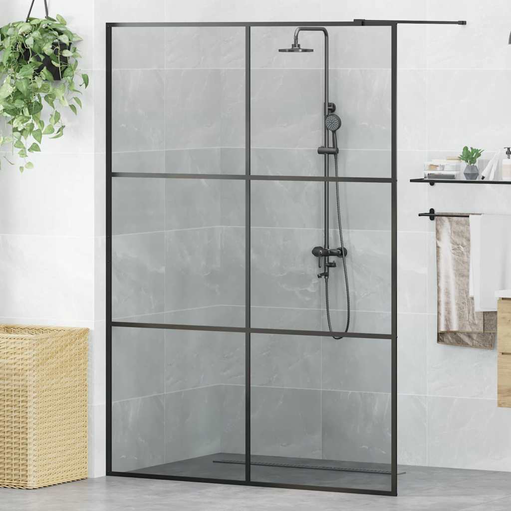 Zid za walk-in tuš Crna 140 x 195 cm Staklo otporno na udarce