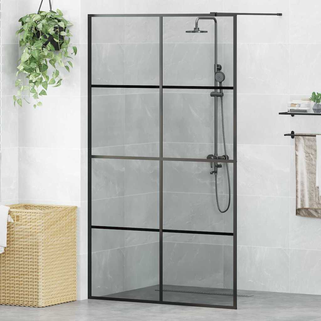 Zid za walk-in tuš Crna 115 x 195 cm Staklo otporno na udarce