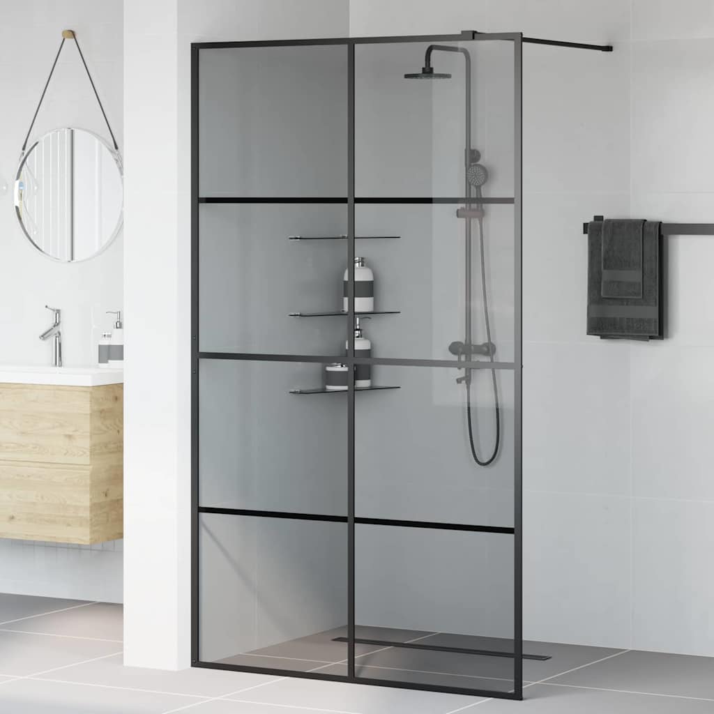 Zid za walk-in tuš Crna 115 x 195 cm Staklo otporno na udarce