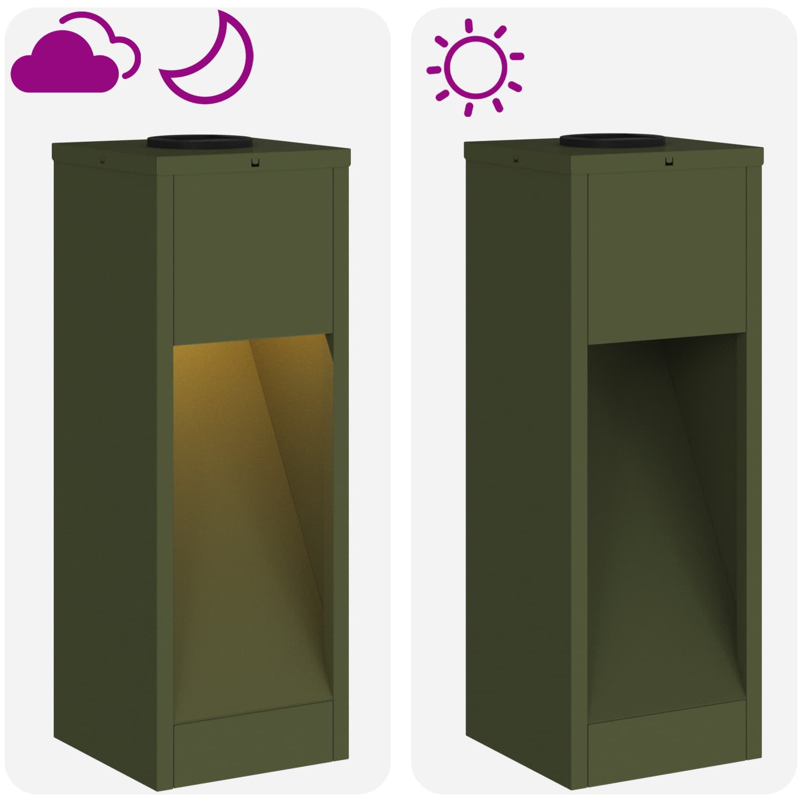 Solarna LED svjetiljka za stazu 2 pcs Maslinasto zelena