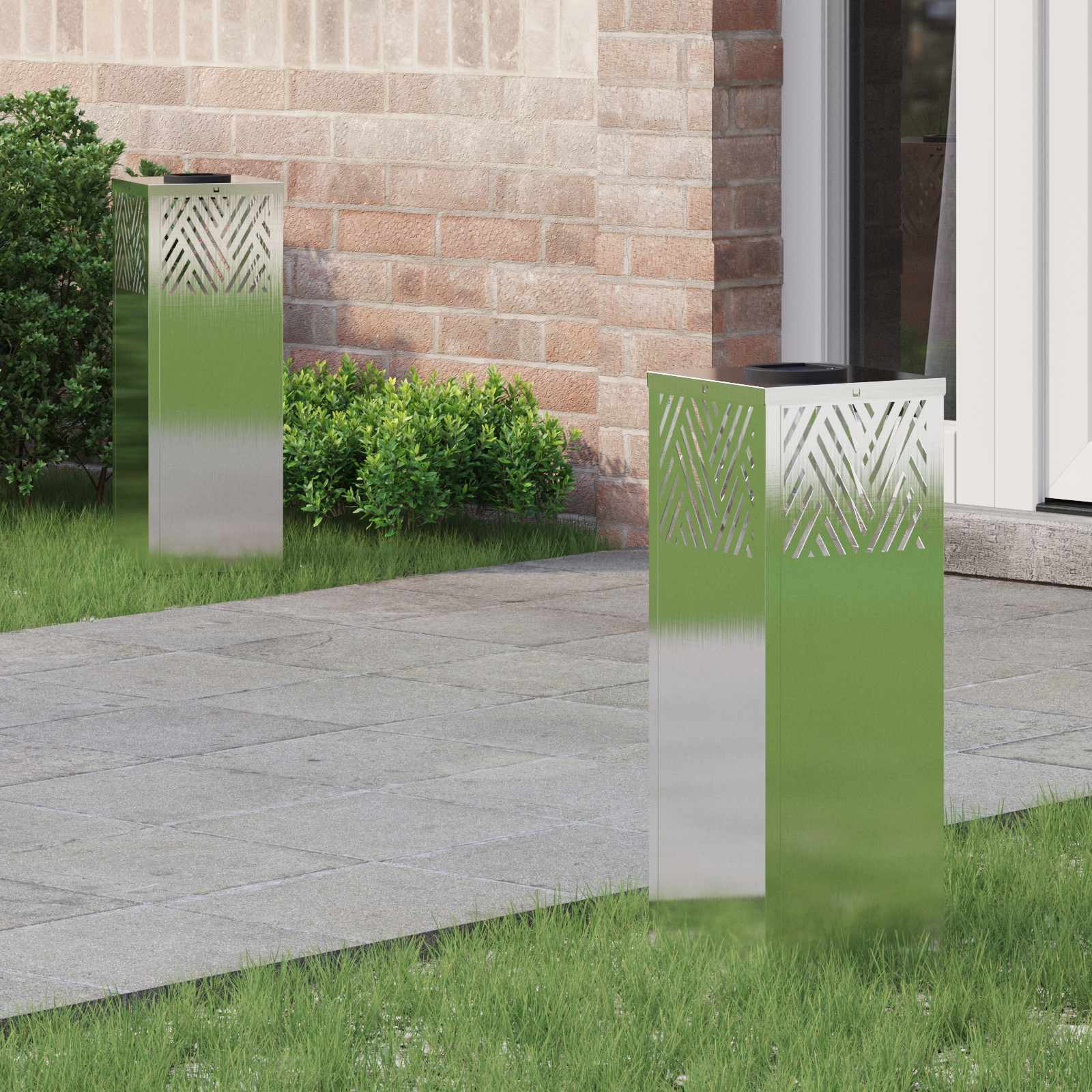 Solarna LED svjetlost za stazu 2 pcs Srebrno Nehrđajući čelik