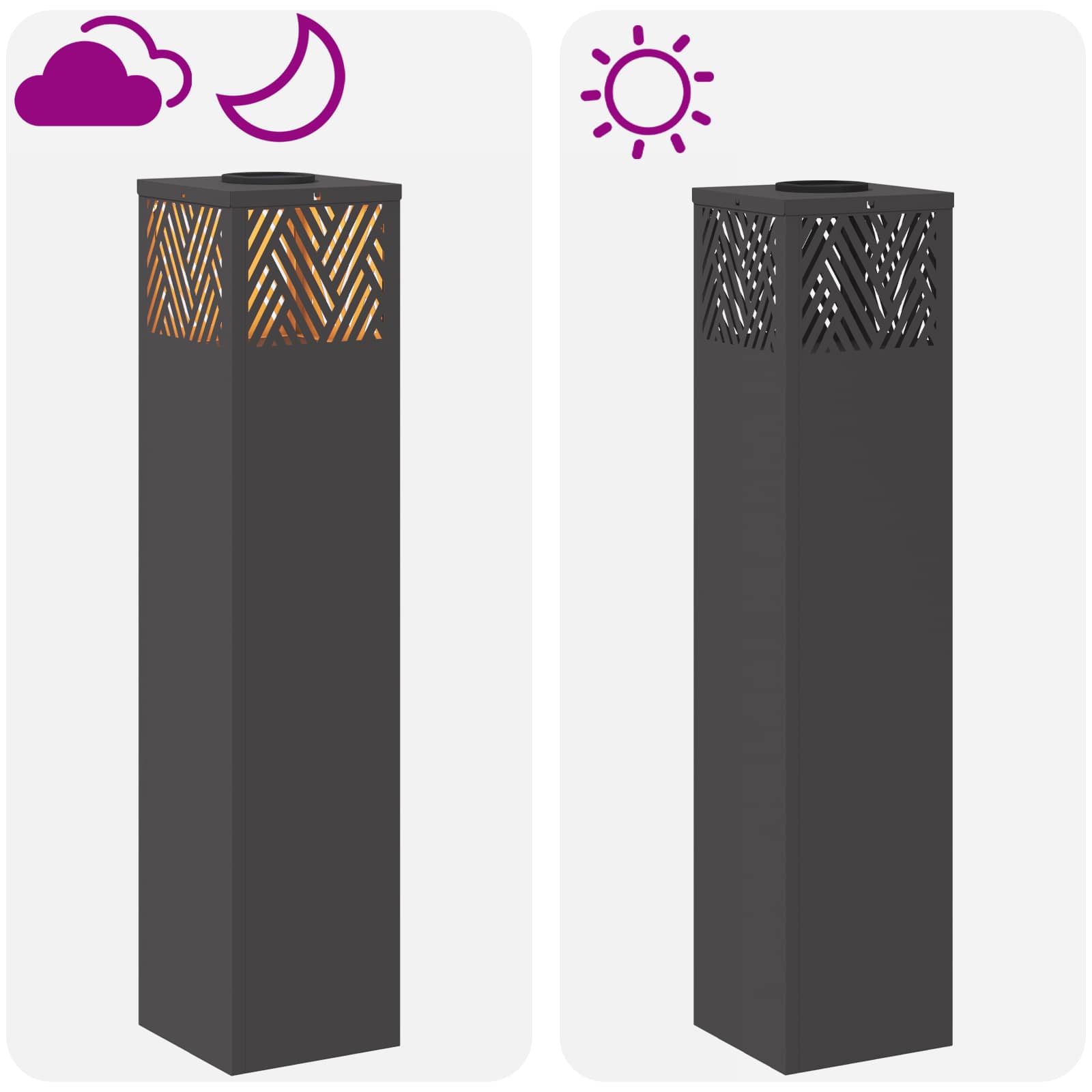 Solarna LED svjetlost za stazu 2 pcs Crna Hladno valjana čelika