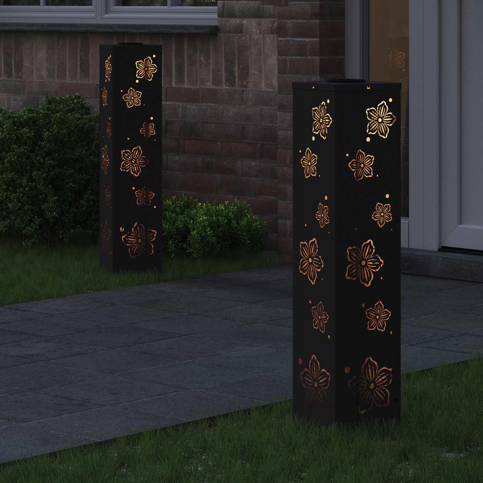 Solarna LED svjetlost za stazu 2 pcs Crna Hladno valjana čelika