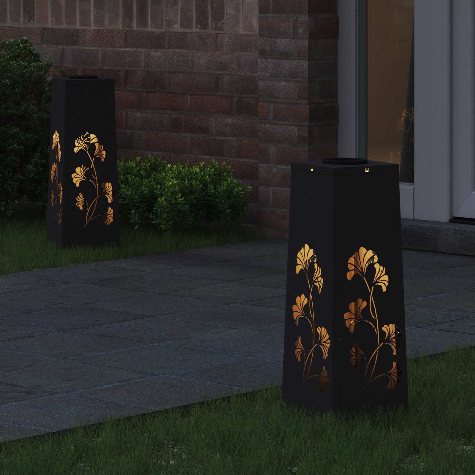 Solarna LED svjetlost za stazu 2 pcs Crna Hladno valjana čelika
