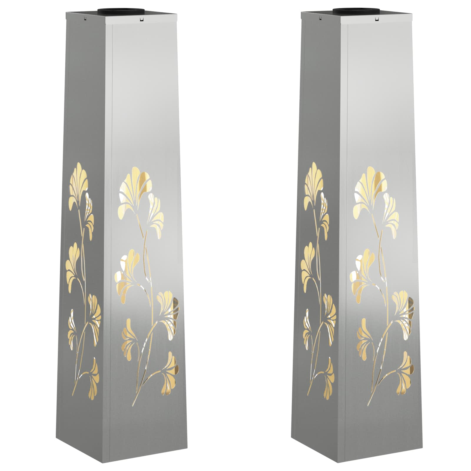 Solarna LED svjetlost za stazu 2 pcs Srebrno Cinkani čelik