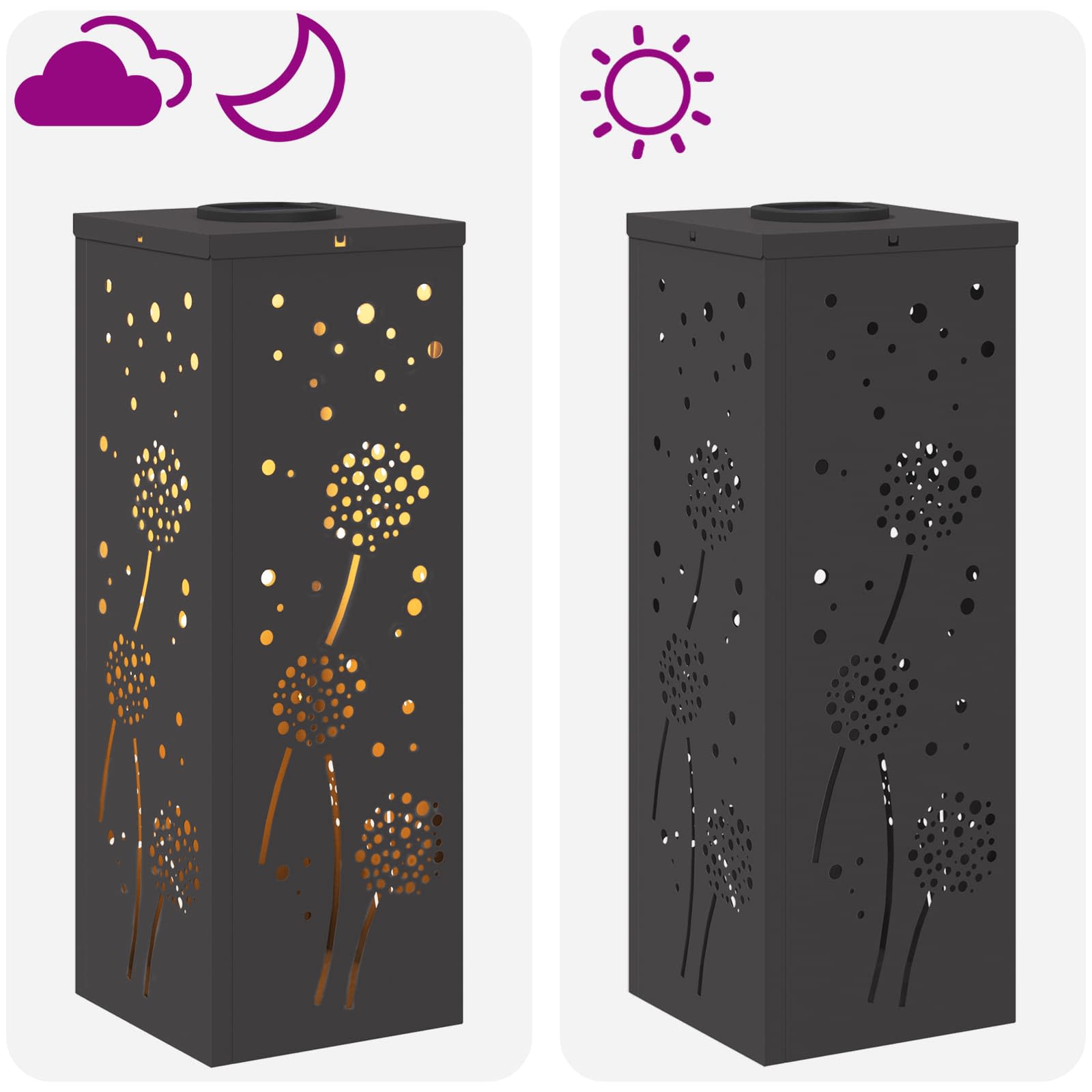 Solarna LED svjetlost za stazu 2 pcs Crna Hladno valjana čelika