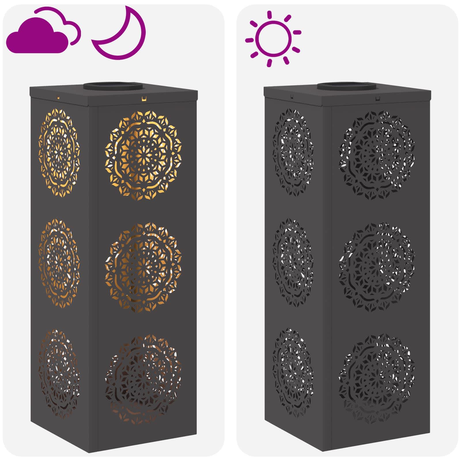Solarna LED svjetlost za stazu 2 pcs Crna Hladno valjana čelika
