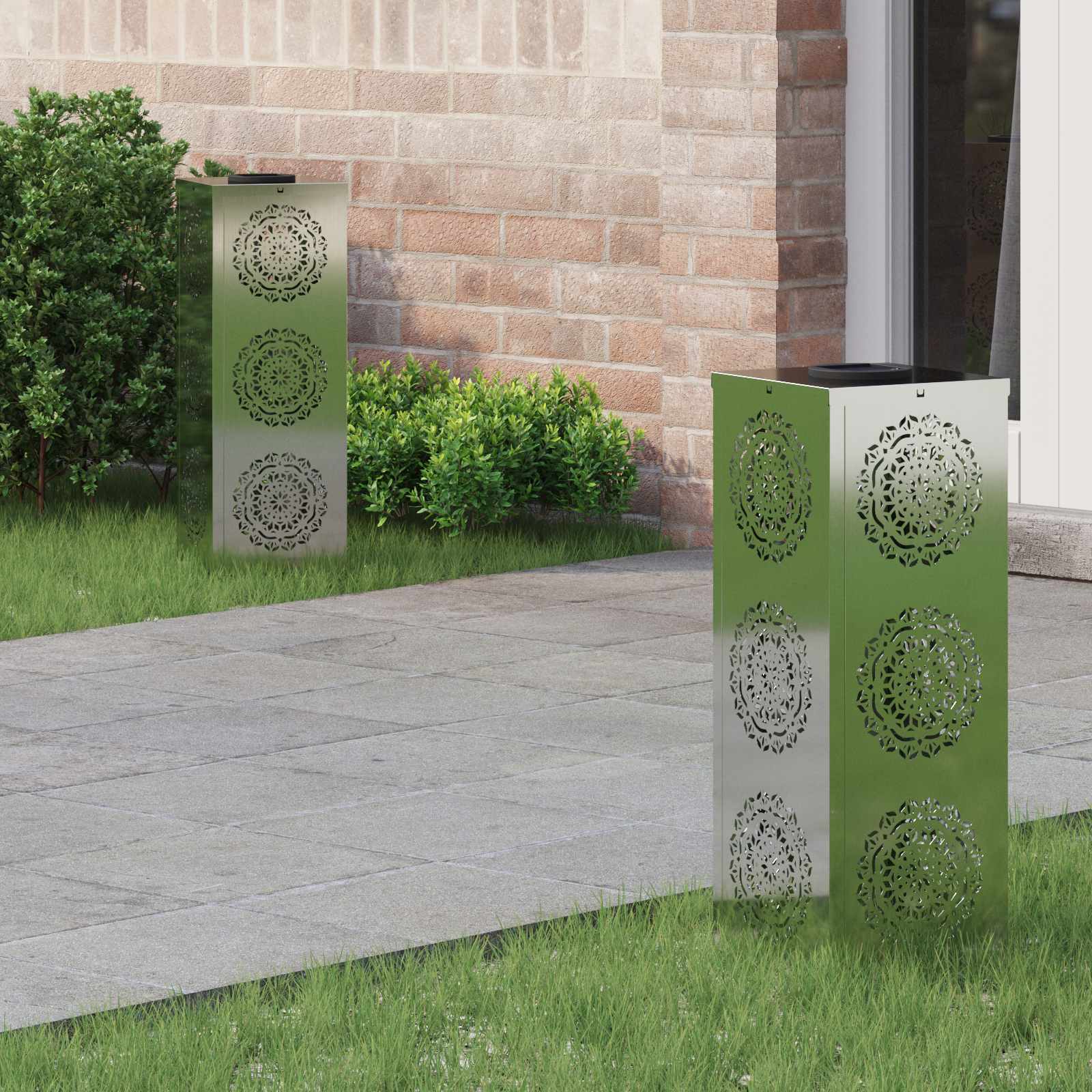Solarna LED svjetlost za stazu 2 pcs Srebrno Cinkani čelik
