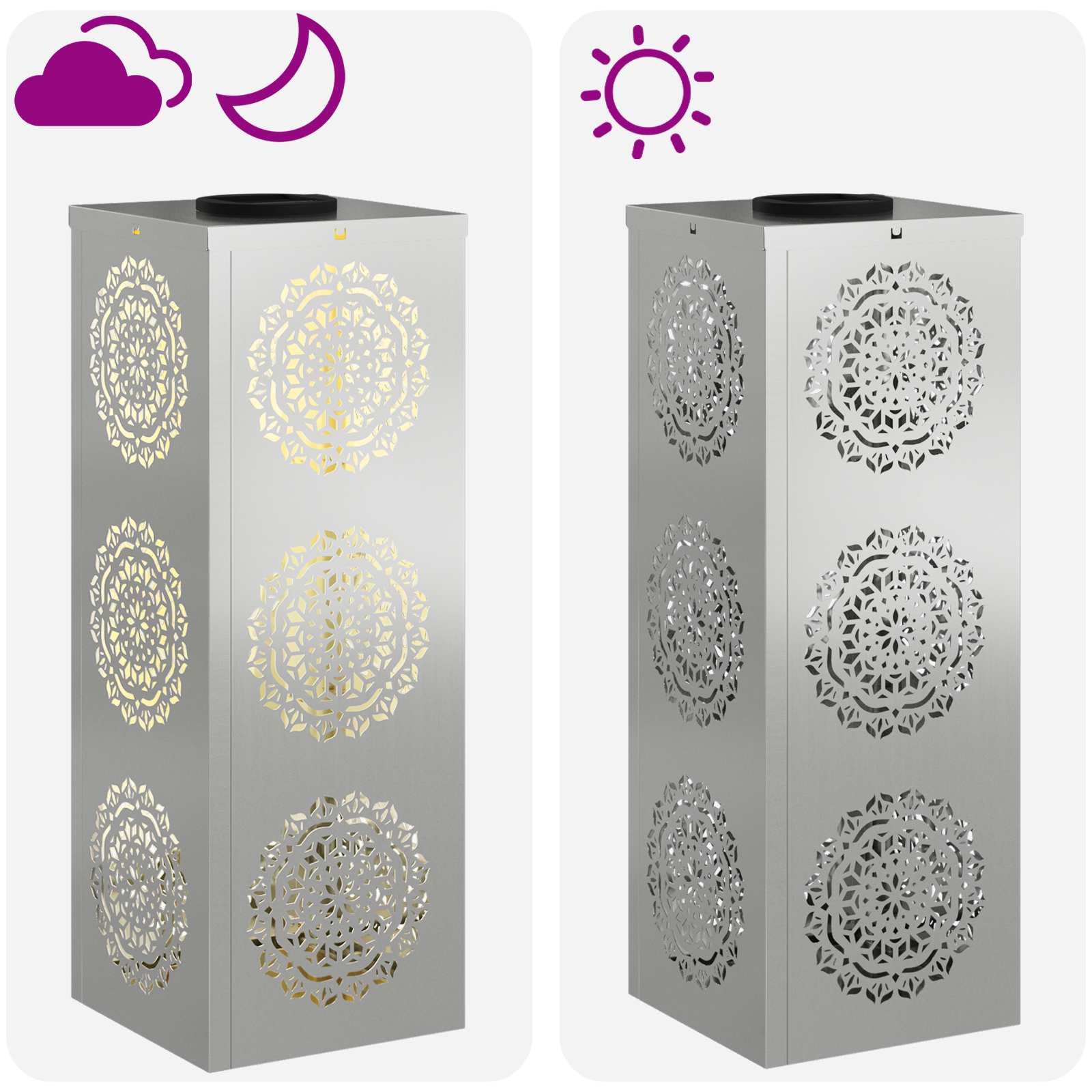 Solarna LED svjetlost za stazu 2 pcs Srebrno Cinkani čelik