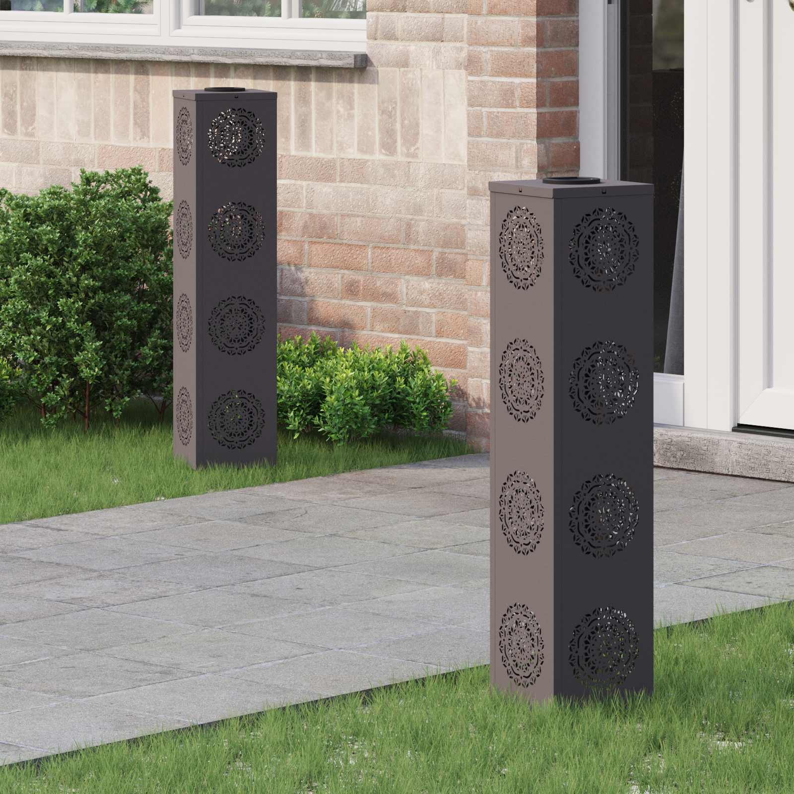 Solarna LED svjetlost za stazu 2 pcs Crna Hladno valjana čelika