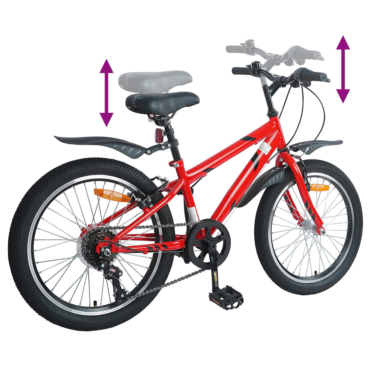 Dječji Bicikl 20 Inča 6-Speed za djecu od 6 do 11 godina Crvena