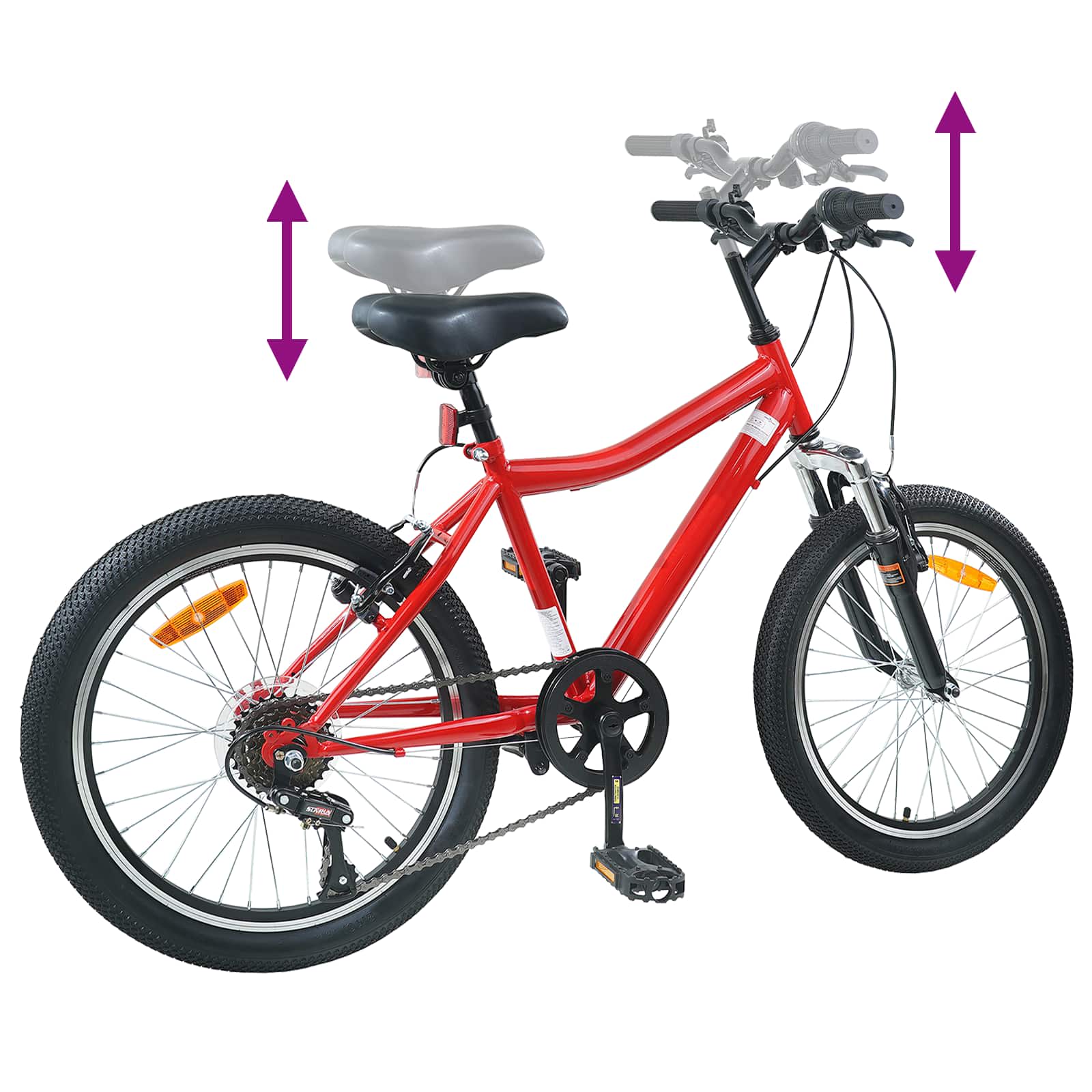 Dječji Bicikl 20 Inča 6-Speed za djecu od 6 do 11 godina Crvena