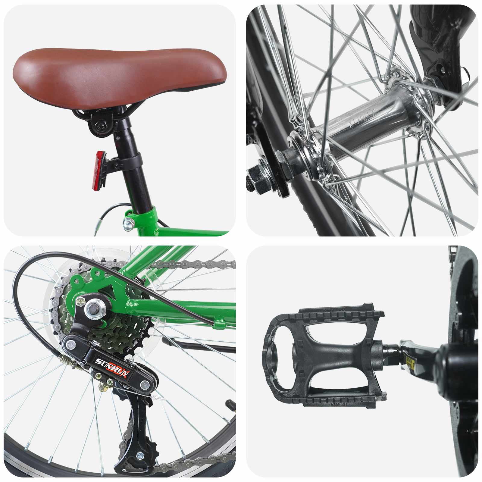 Dječji Bicikl 20 Inča 6-Speed za djecu od 6 do 11 godina Zelena