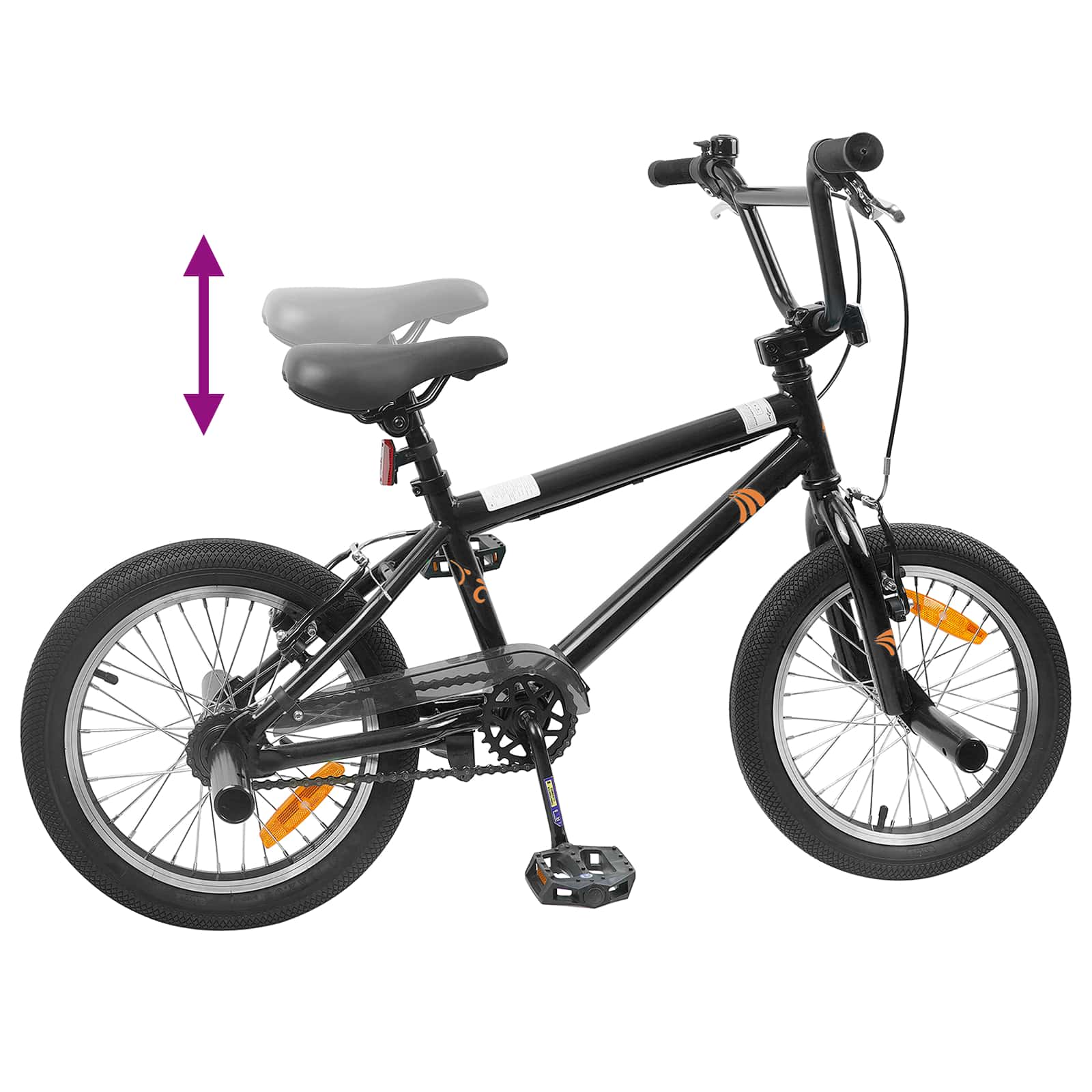 BMX Bicikl 18 Inča za djecu od 7 do 10 godina Crna