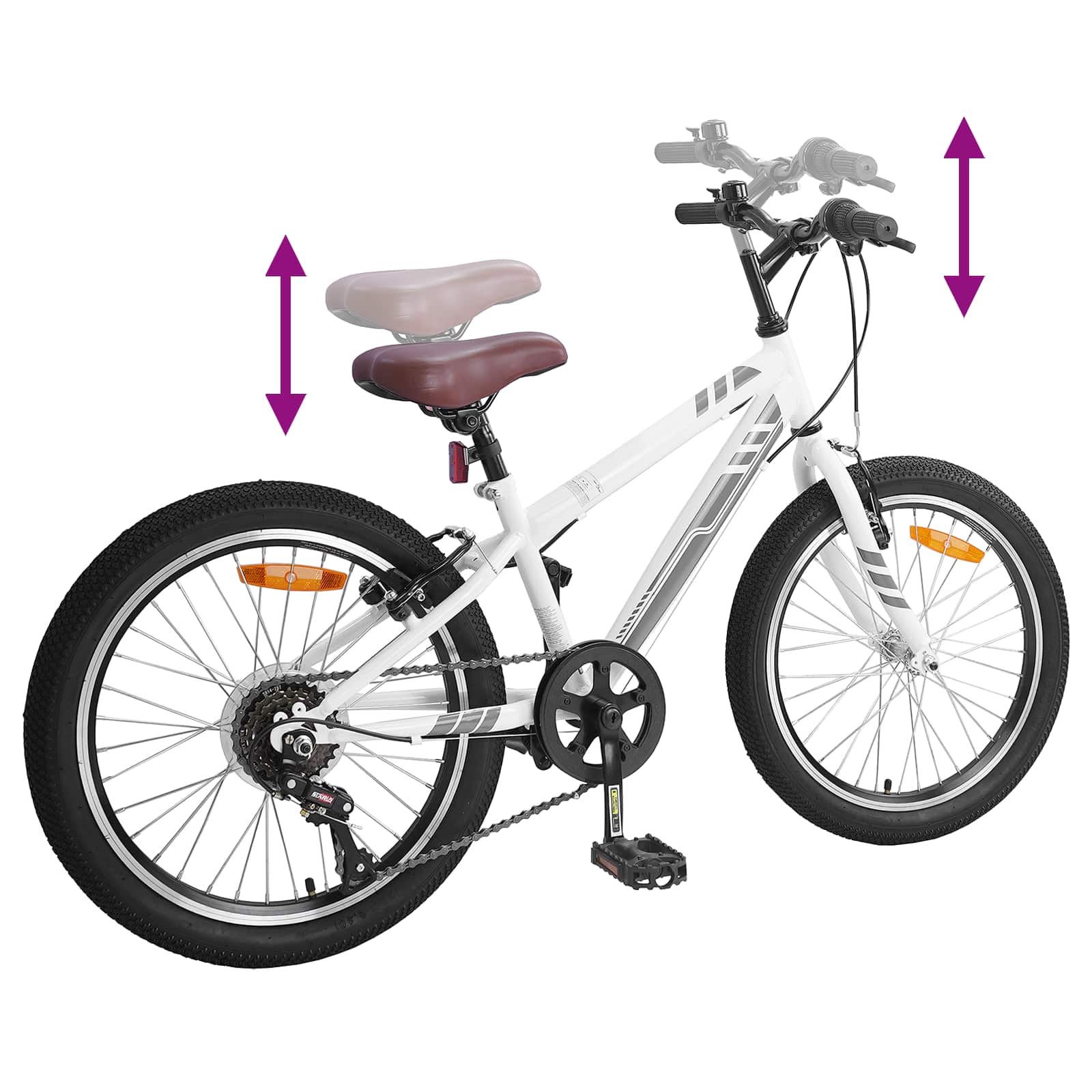 Planinski Bicikl 20 Inča 6-Speed za 5-8 godina Bijelo