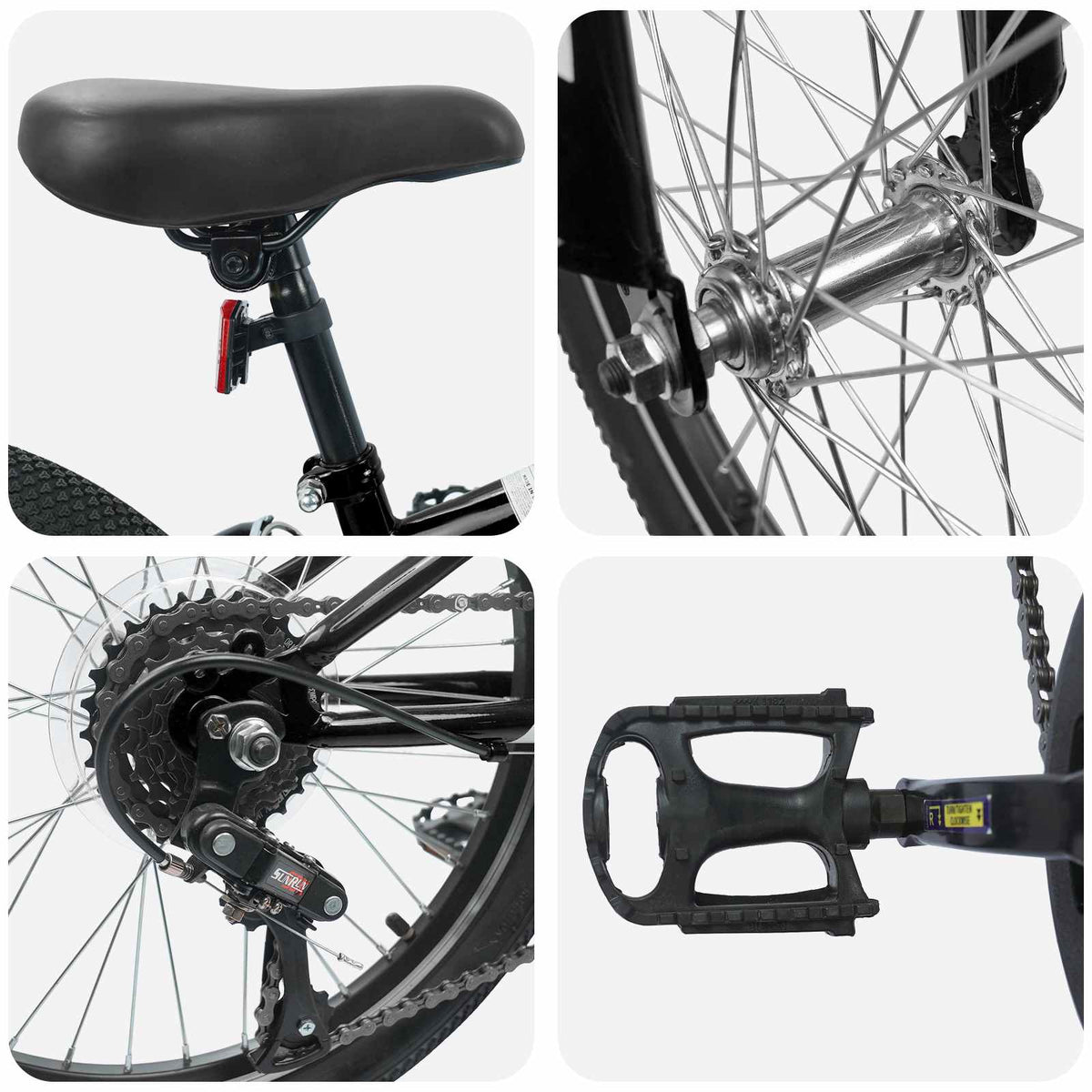Planinski Bicikl 20 Inča 6-Speed za 5-8 godina Crna
