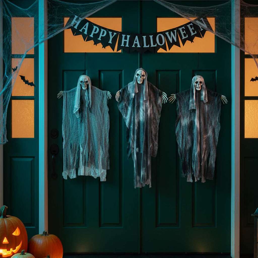 Halloween Ob Hanging Ghost 3 pcs Crna 66 x 110 cm Poliester