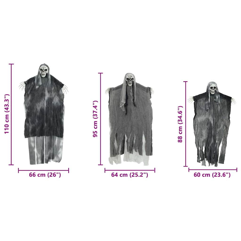 Halloween Ob Hanging Ghost 3 pcs Crna 66 x 110 cm Poliester