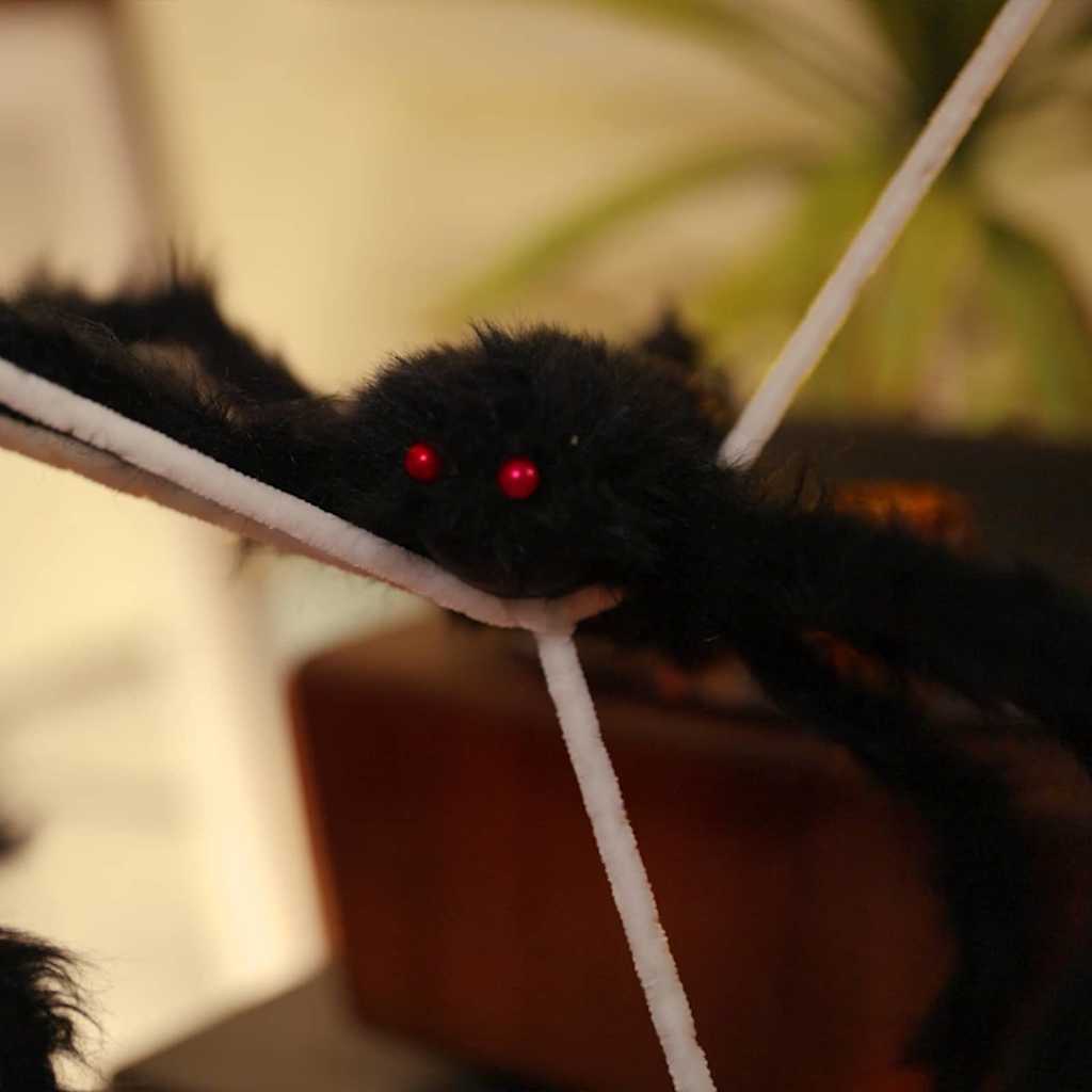 Halloween ukrašavanje pauka s mrežama 4 pcs Crno i bijelo