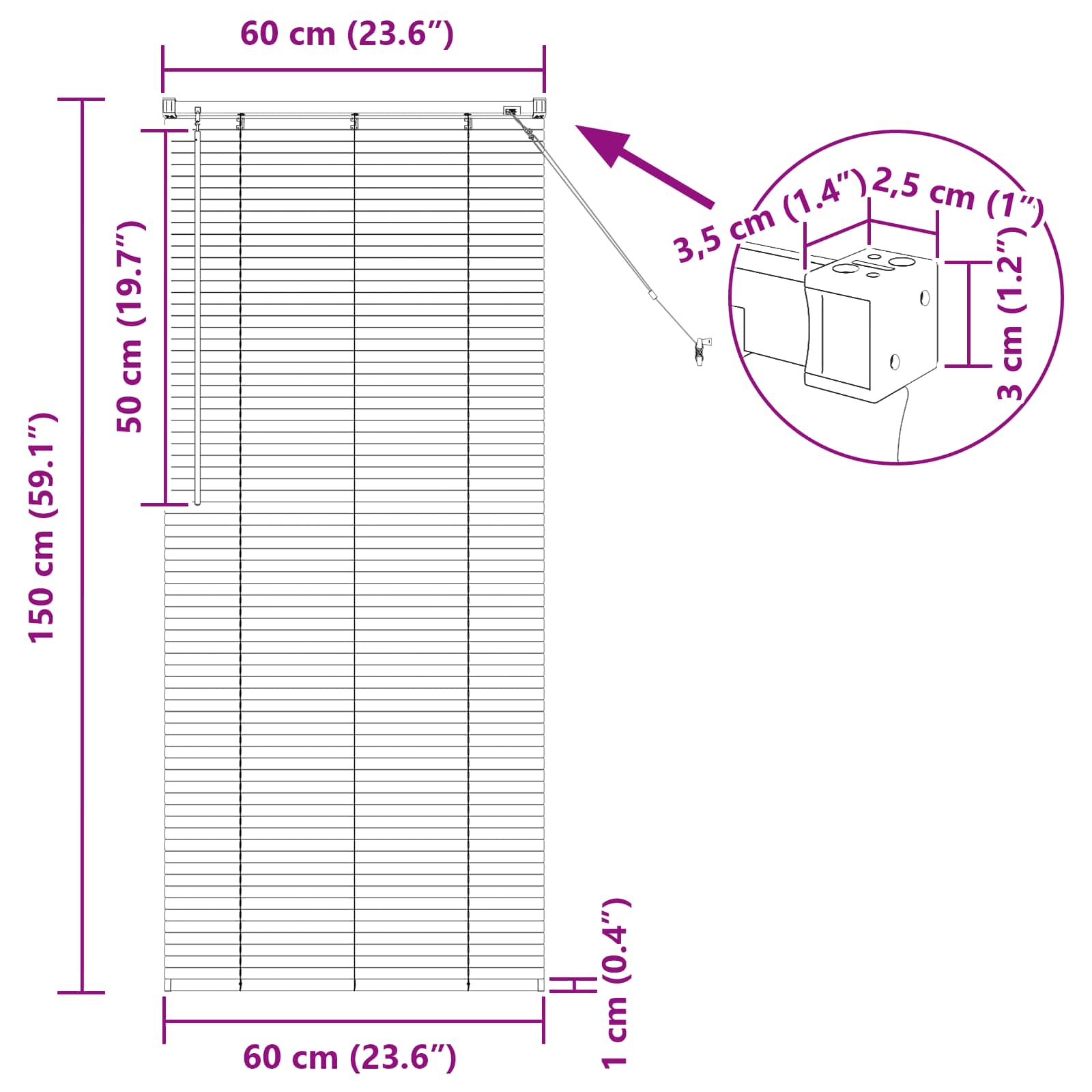 Venecijanska roleta Srebrno Siva 150 x 60 cm PVC