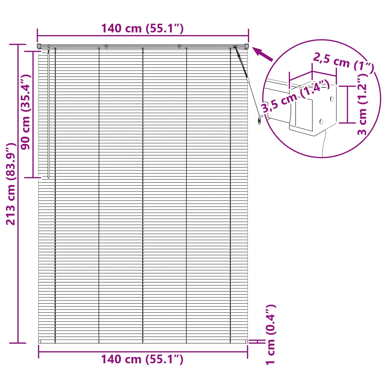 Venecijanska roleta Srebrno Siva 213 x 140 cm PVC