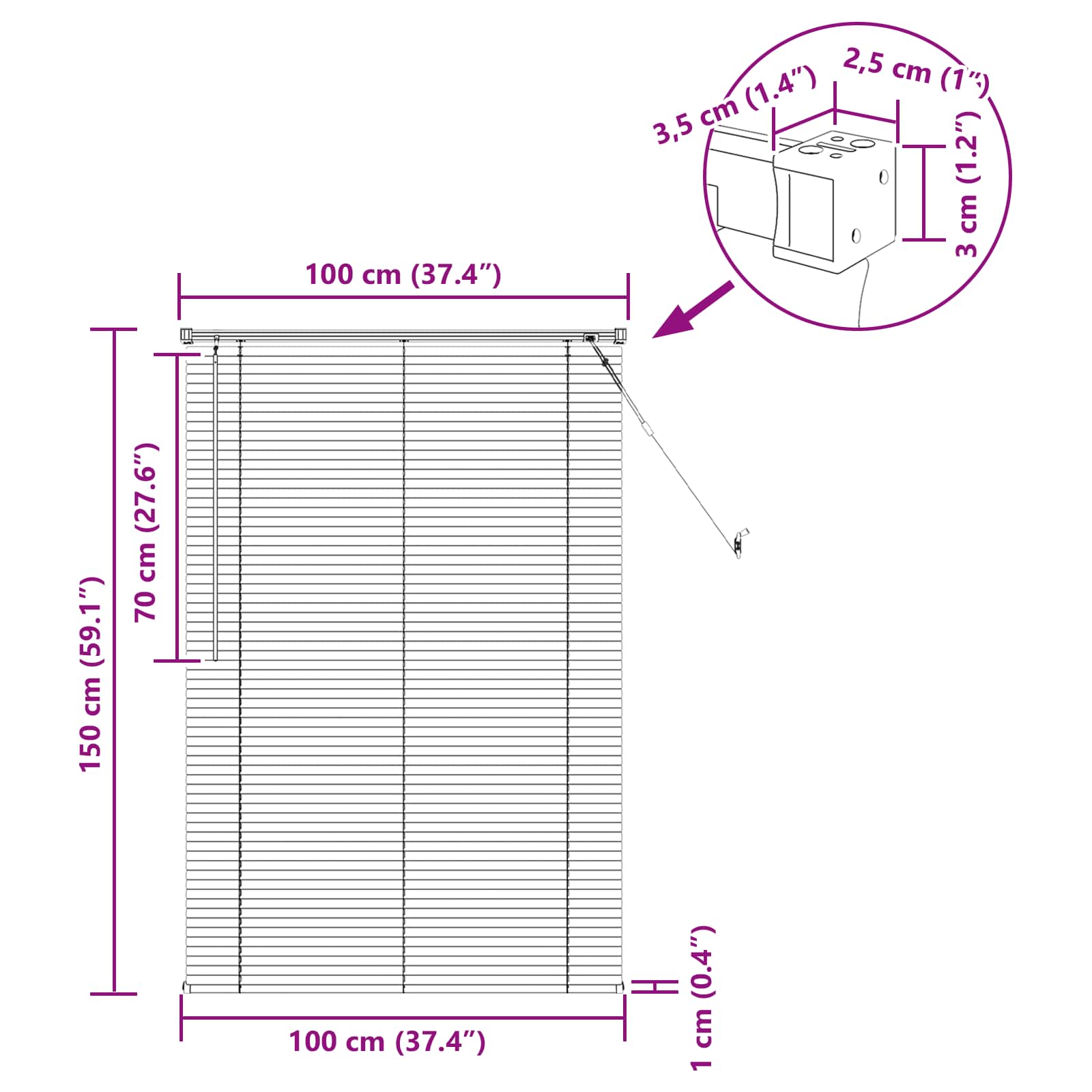 Venecijanska roleta Crna 150 x 100 cm PVC
