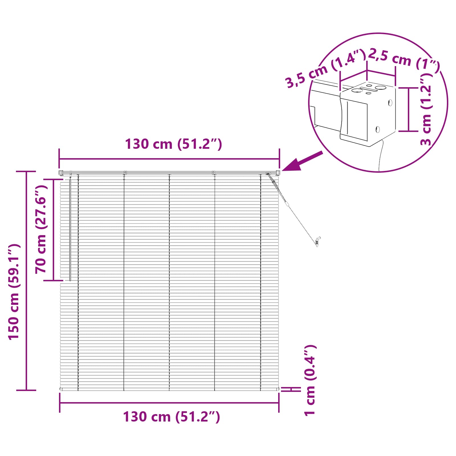 Venecijanska roleta Crna 150 x 130 cm PVC