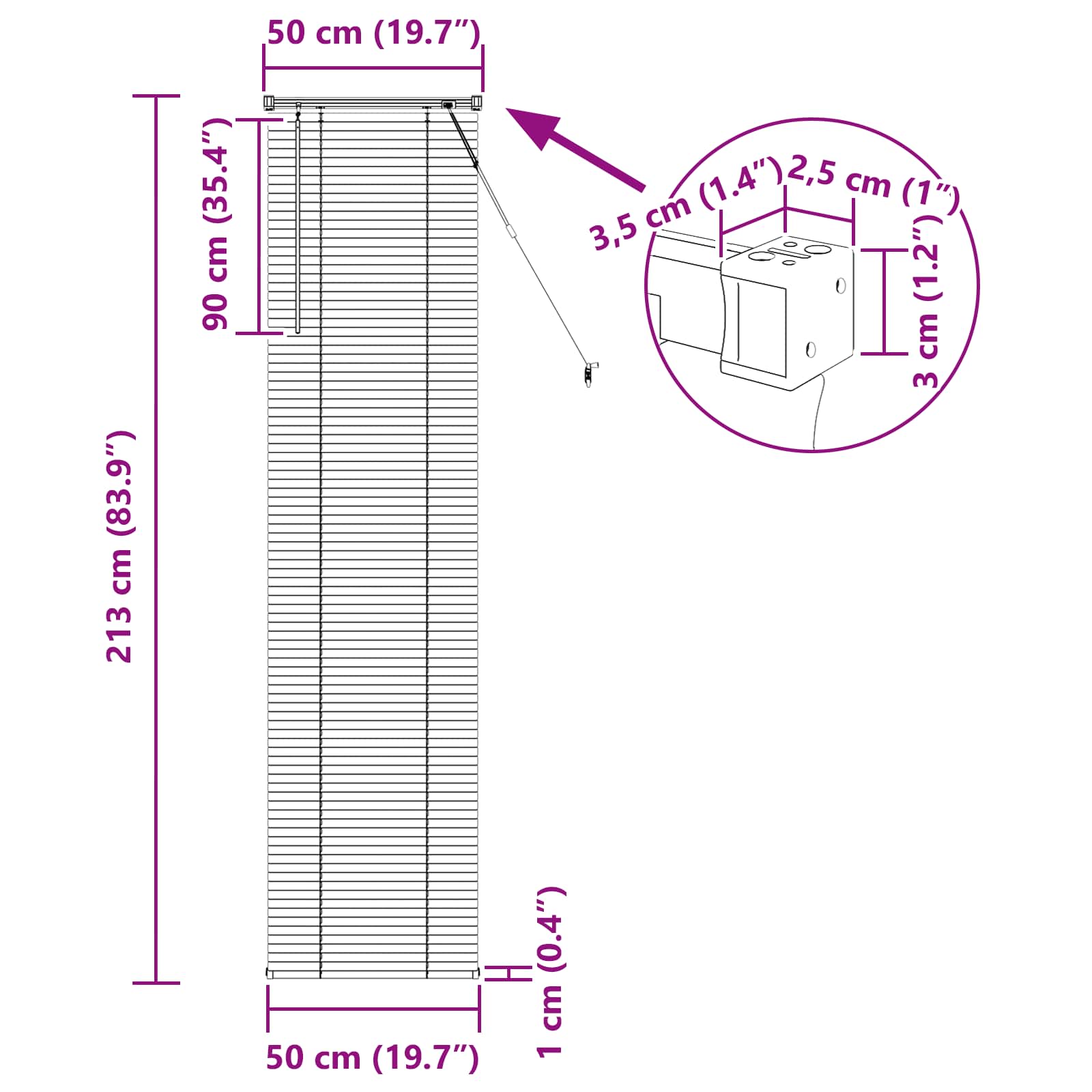 Venecijanska roleta Crna 213 x 50 cm PVC