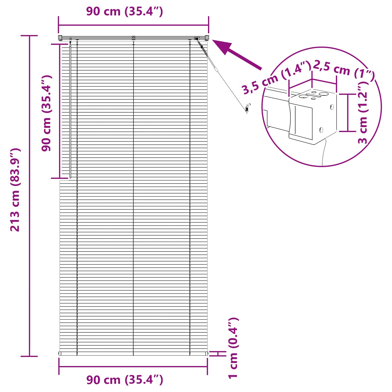Venecijanska roleta Crna 213 x 90 cm PVC