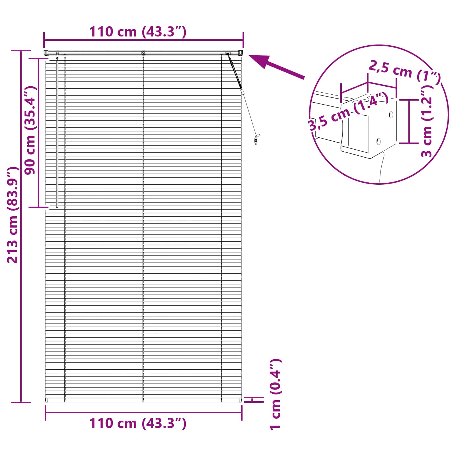 Venecijanska roleta Crna 213 x 110 cm PVC