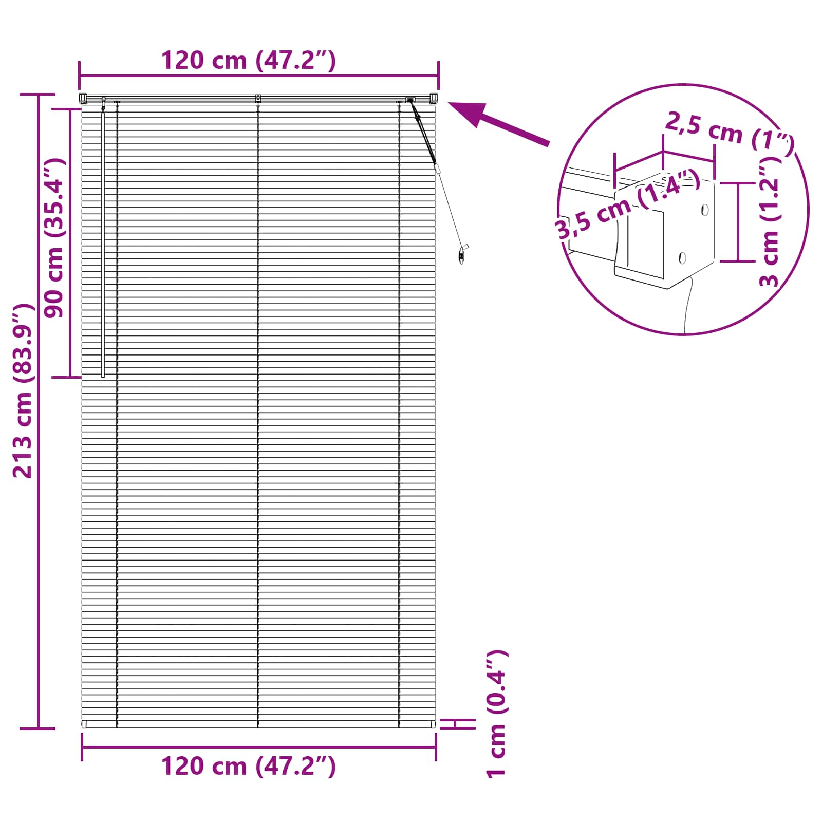 Venecijanska roleta Crna 213 x 120 cm PVC
