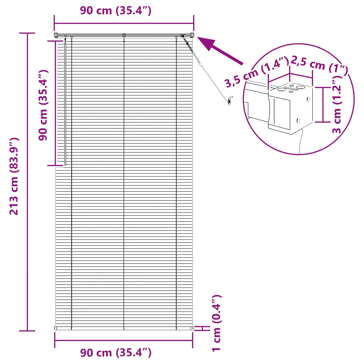 Venecijanska roleta Svijetlo smeđa s uzorkom 213 x 90 cm PVC