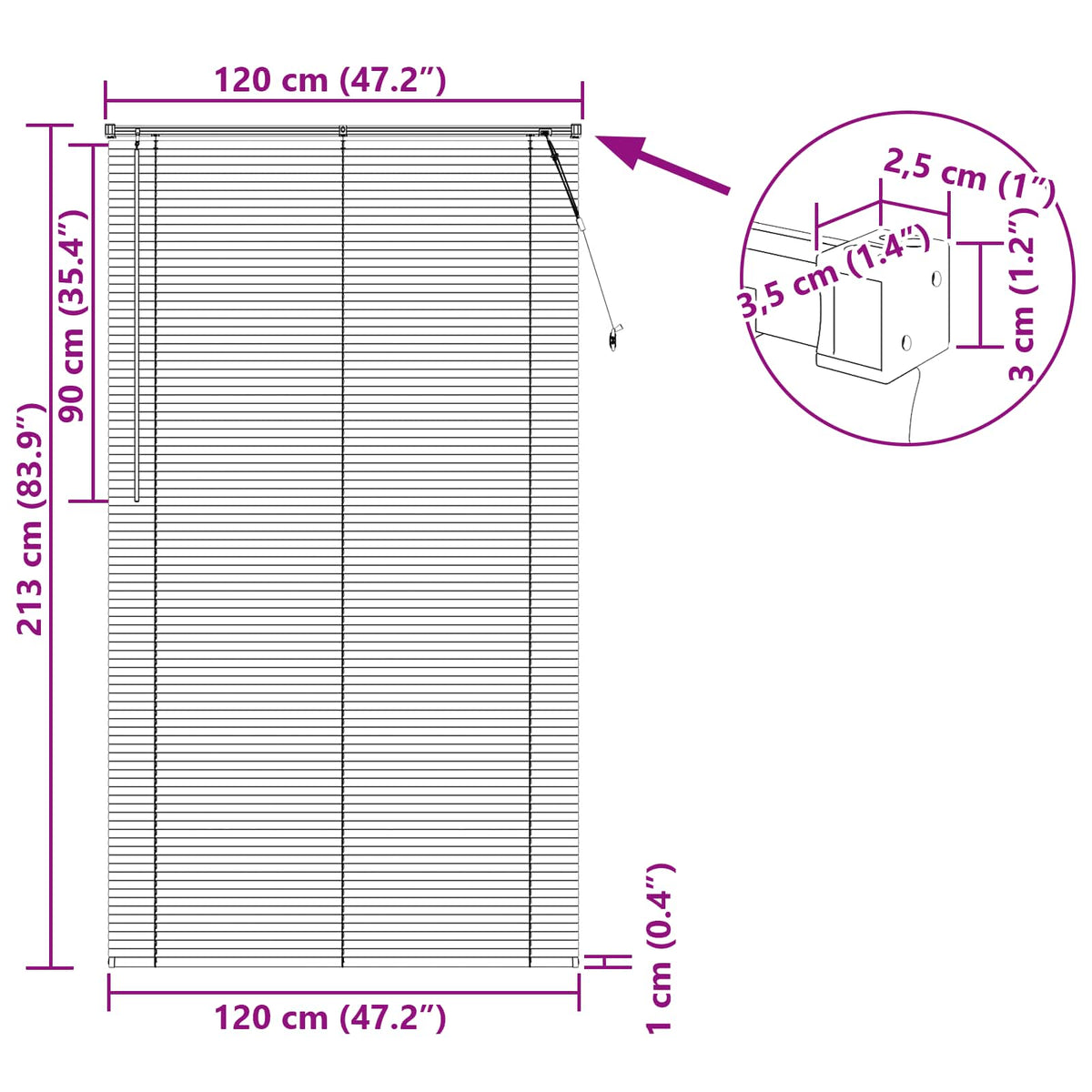 Venecijanska roleta Tamno smeđa s uzorkom 213 x 120 cm PVC