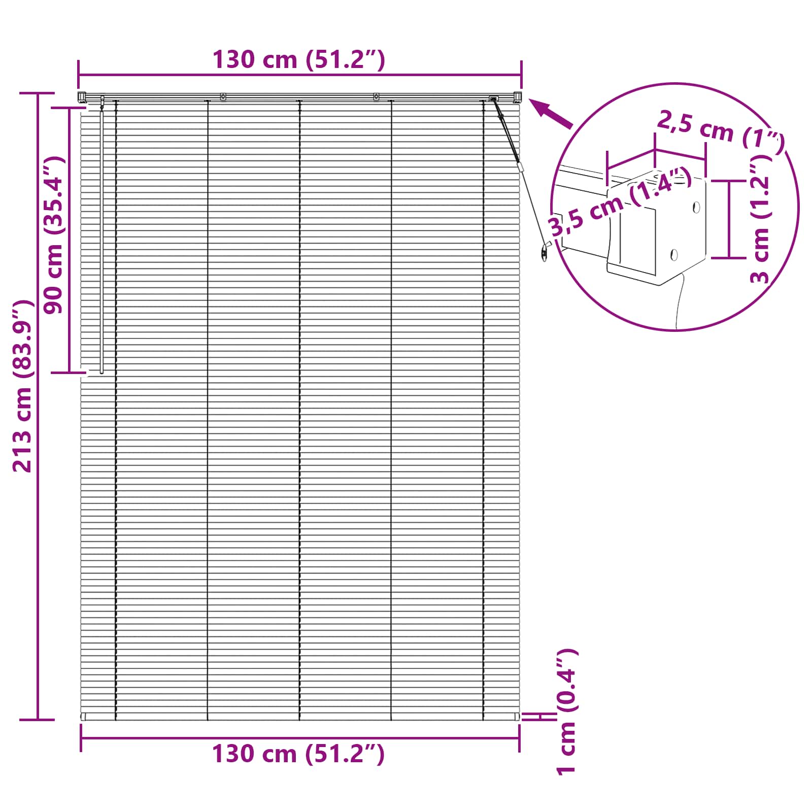 Venecijanska roleta Tamno smeđa s uzorkom 213 x 130 cm PVC
