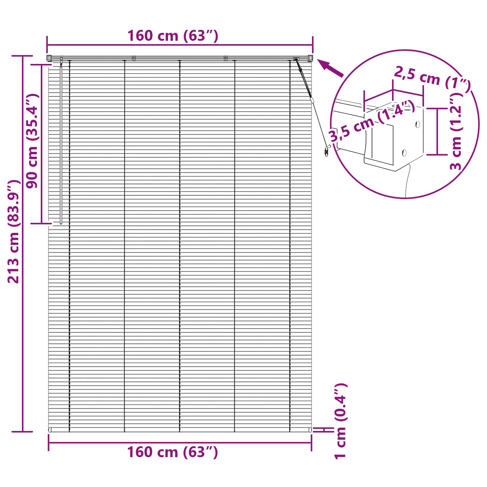 Venecijanska roleta Tamno smeđa s uzorkom 213 x 160 cm PVC