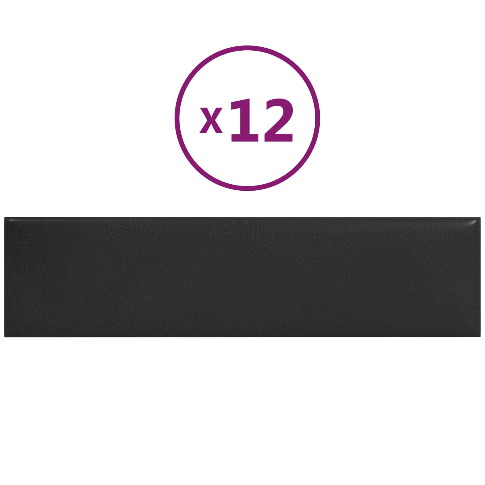 Zidna uzglavlja 12 pcs Crna 60 x 15 cm tkanina