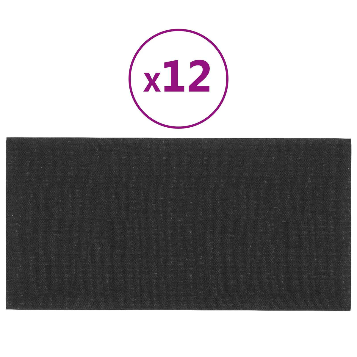 Zidna uzglavlja 12 pcs Crna 60 x 30 cm tkanina