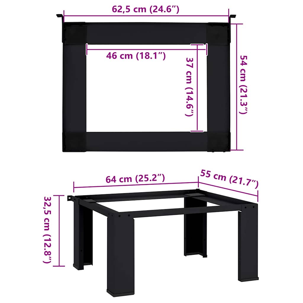 Pedestal za perilicu rublja Crna 64 x 55 x 32,5 cm Čelik