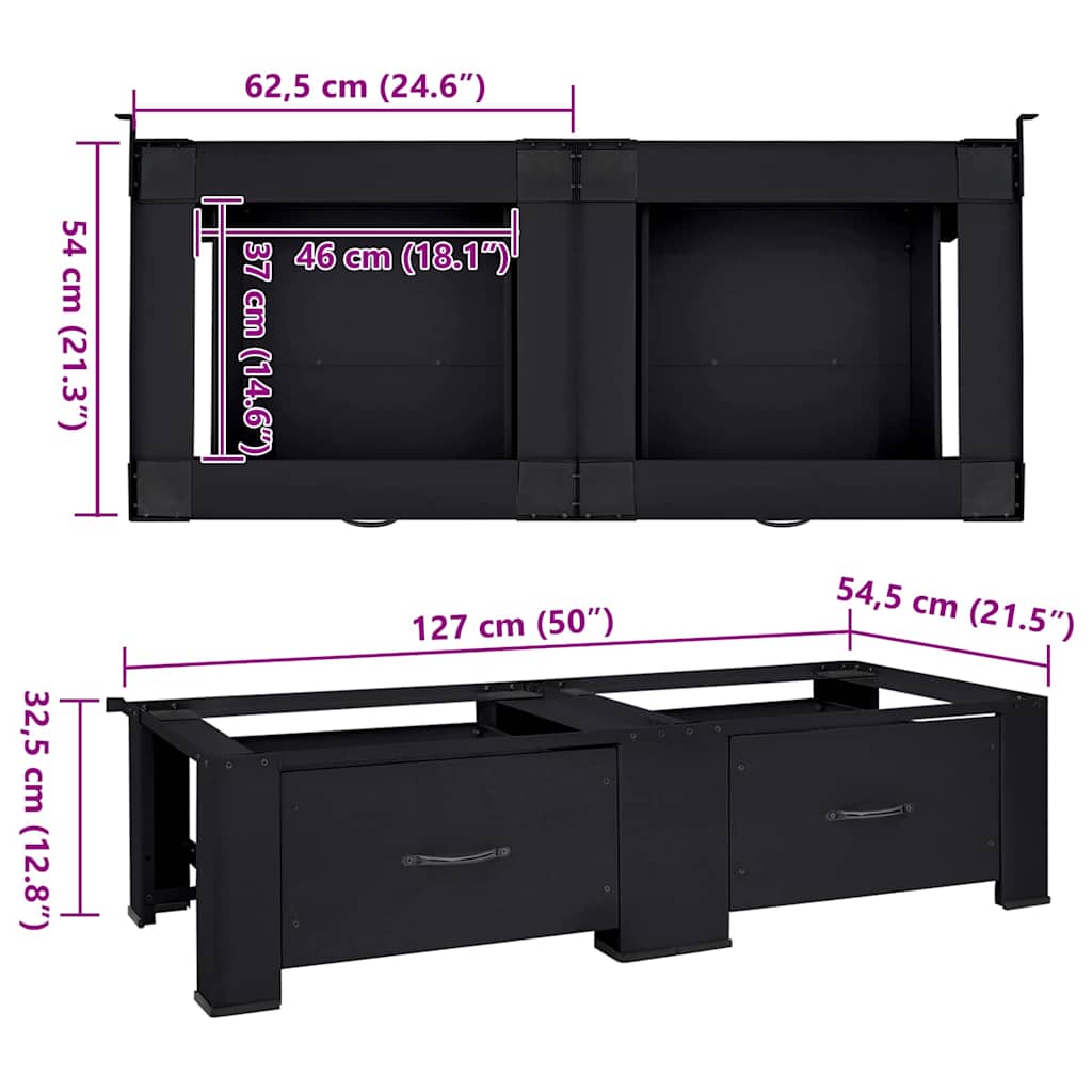 Pedestal za perilicu rublja 2 pcs Crna 127 x 54,5 x 32,5 cm