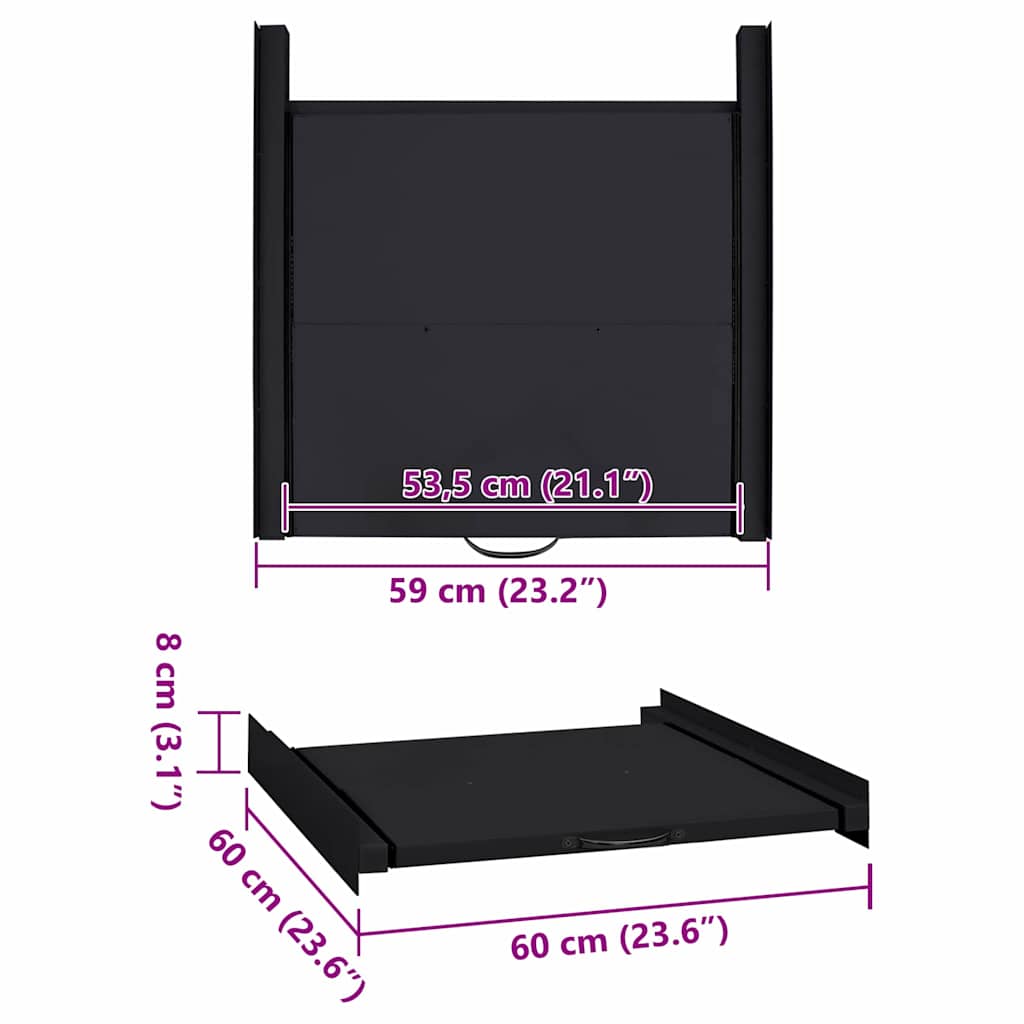 Polica za Pranje Rublja Crna 60 x 60 x 8 cm Čelik
