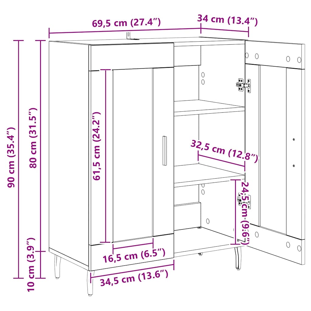 Kreveta Umjetnički hrast 69,5 x 34 x 90 cm Konstruirano drvo