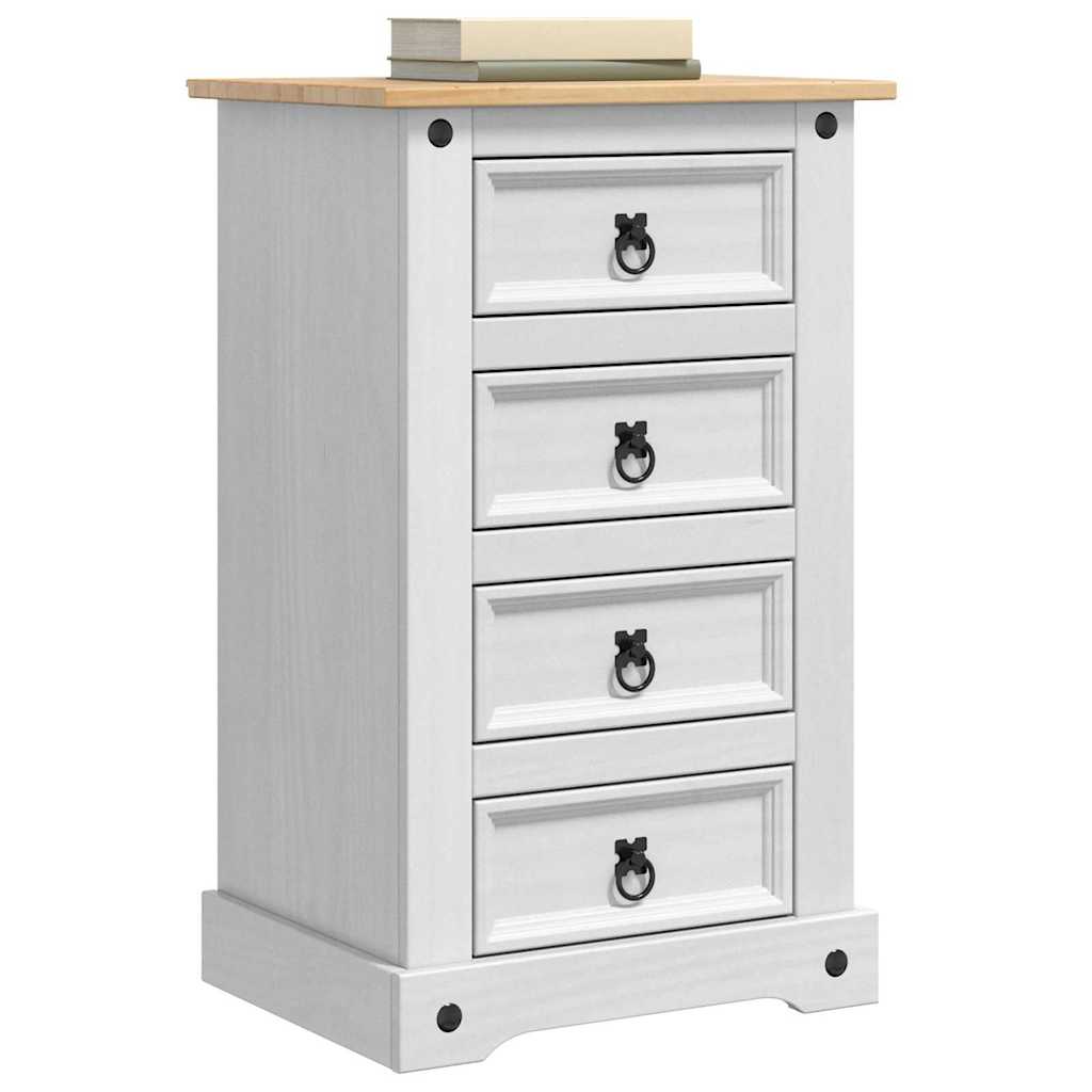 Noćni ormarić Corona Bijelo 53 x 39 x 84 cm Čvrsto borovo drvo