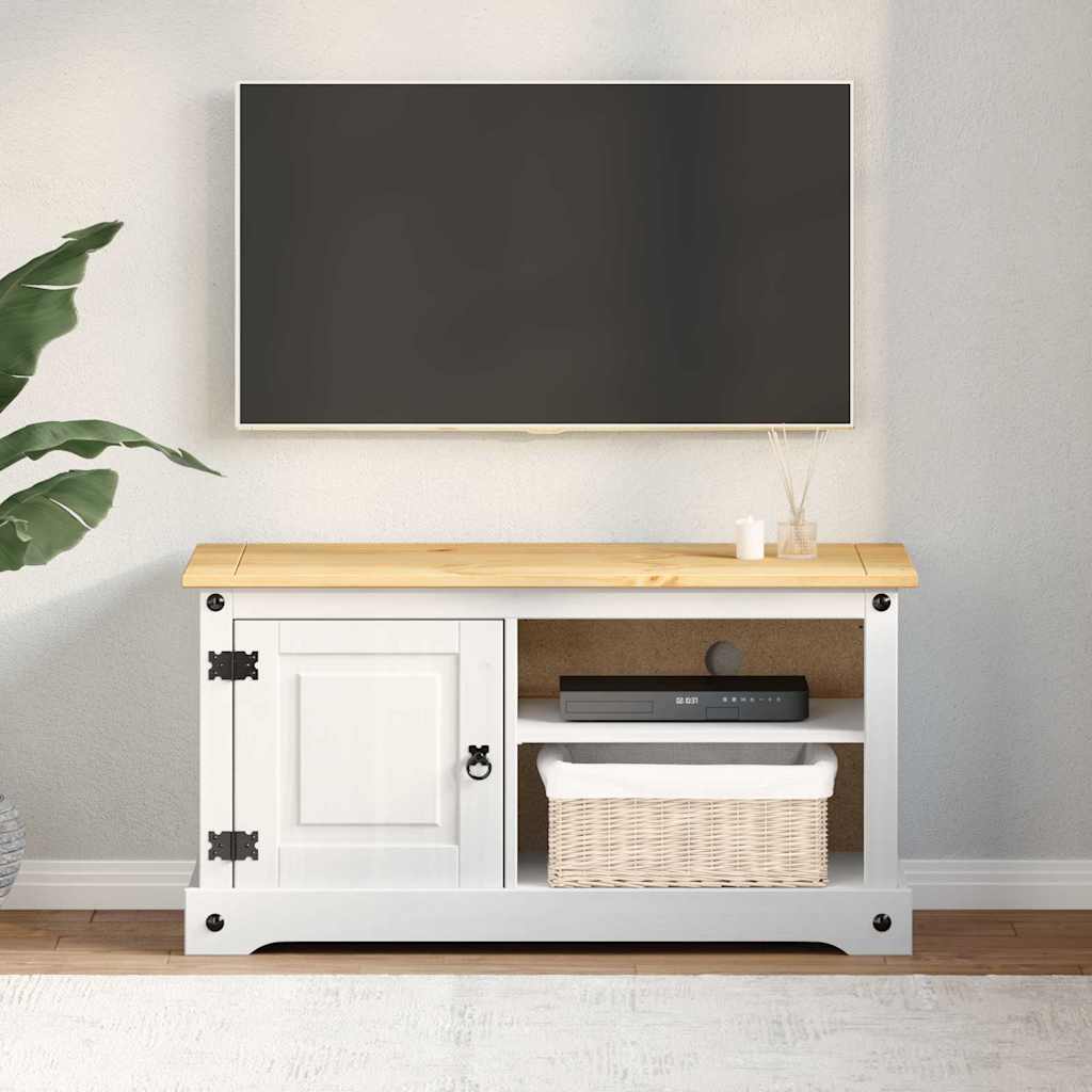 TV ormar Corona Bijelo 100 x 40 x 52 cm Čvrsto borovo drvo