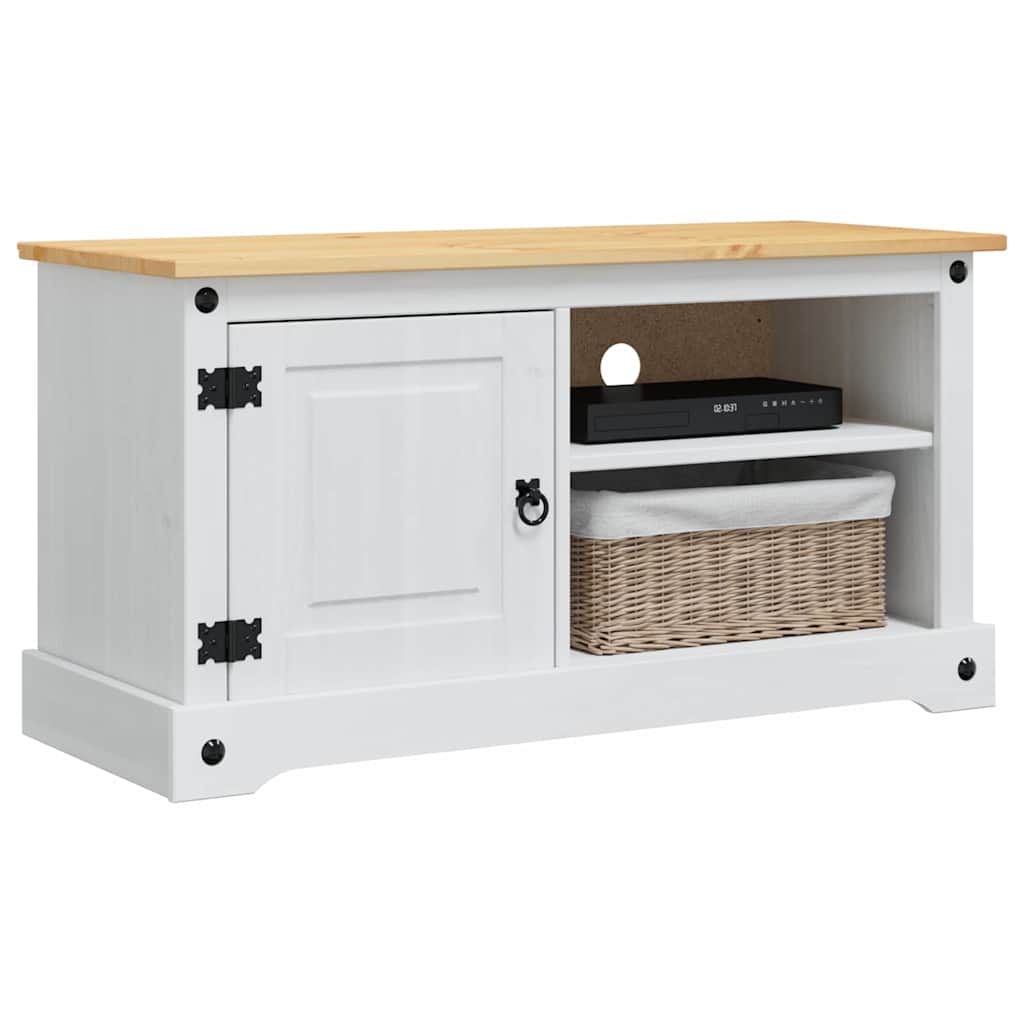 TV ormar Corona Bijelo 100 x 40 x 52 cm Čvrsto borovo drvo