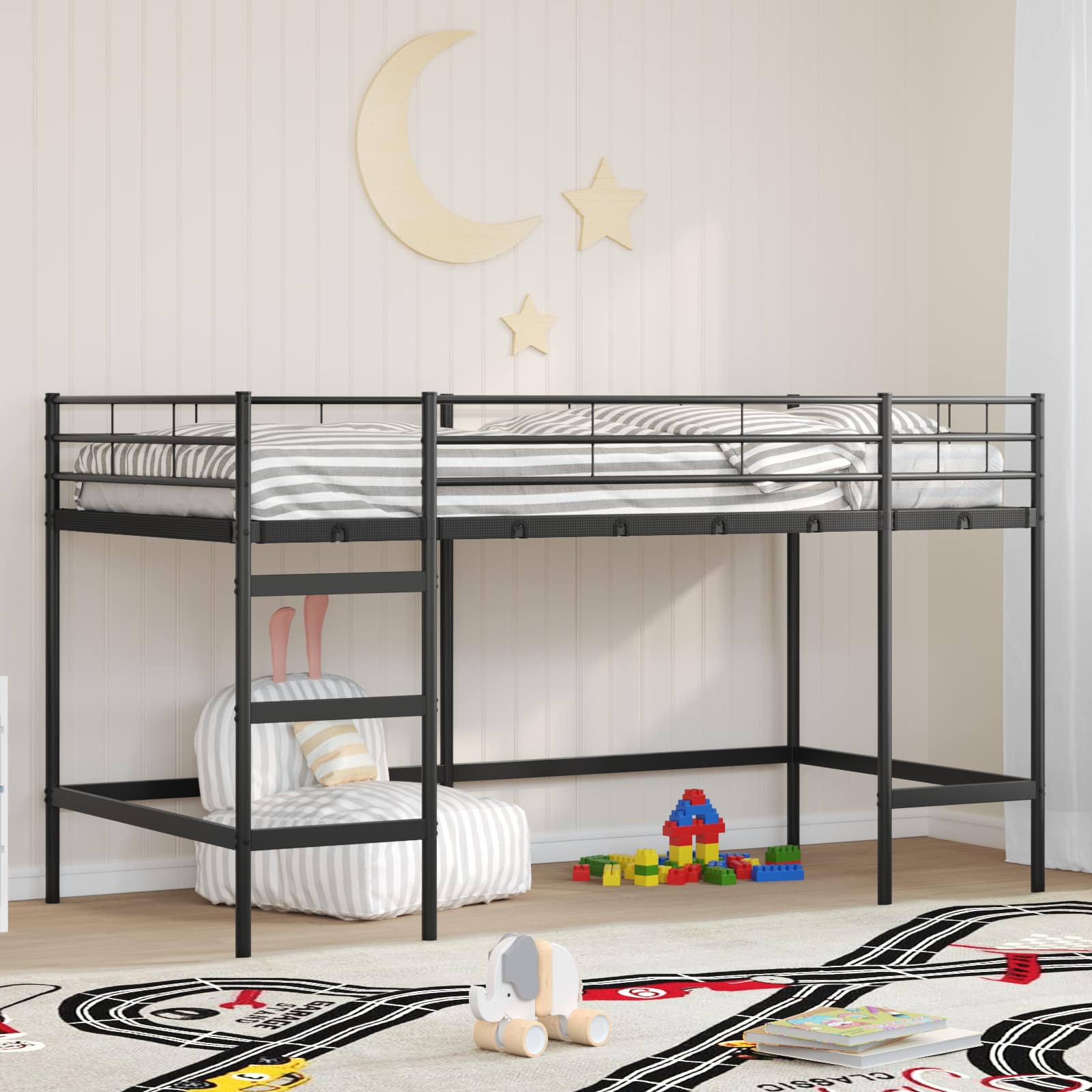 Okvir Krevet za Dječji Loft Crna 79,5 x 200 cm Čelik