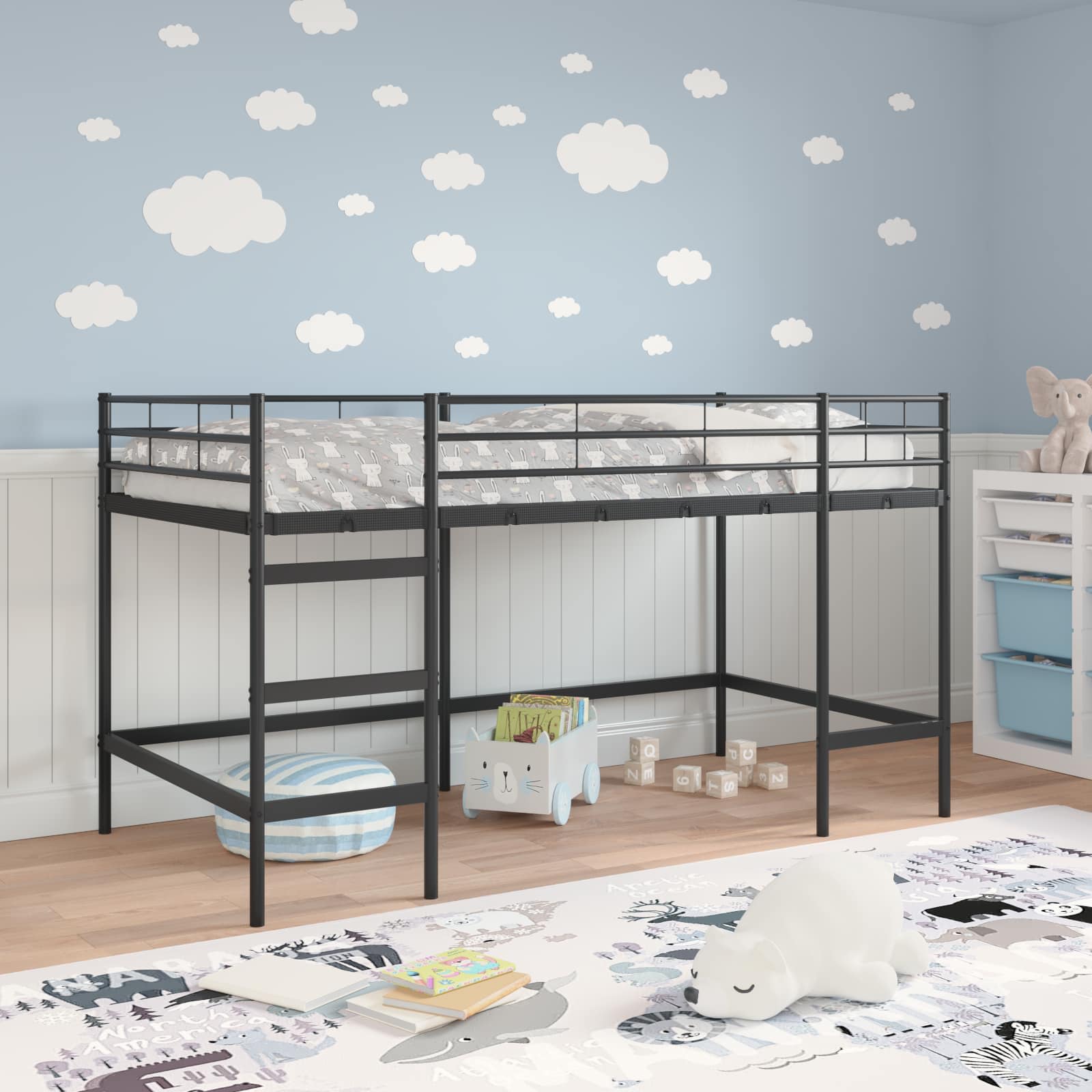 Okvir Krevet za Dječji Loft Crna 79,5 x 200 cm Čelik