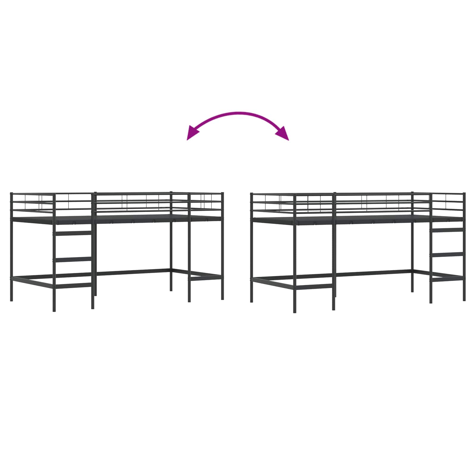 Okvir Krevet za Dječji Loft Crna 79,5 x 200 cm Čelik