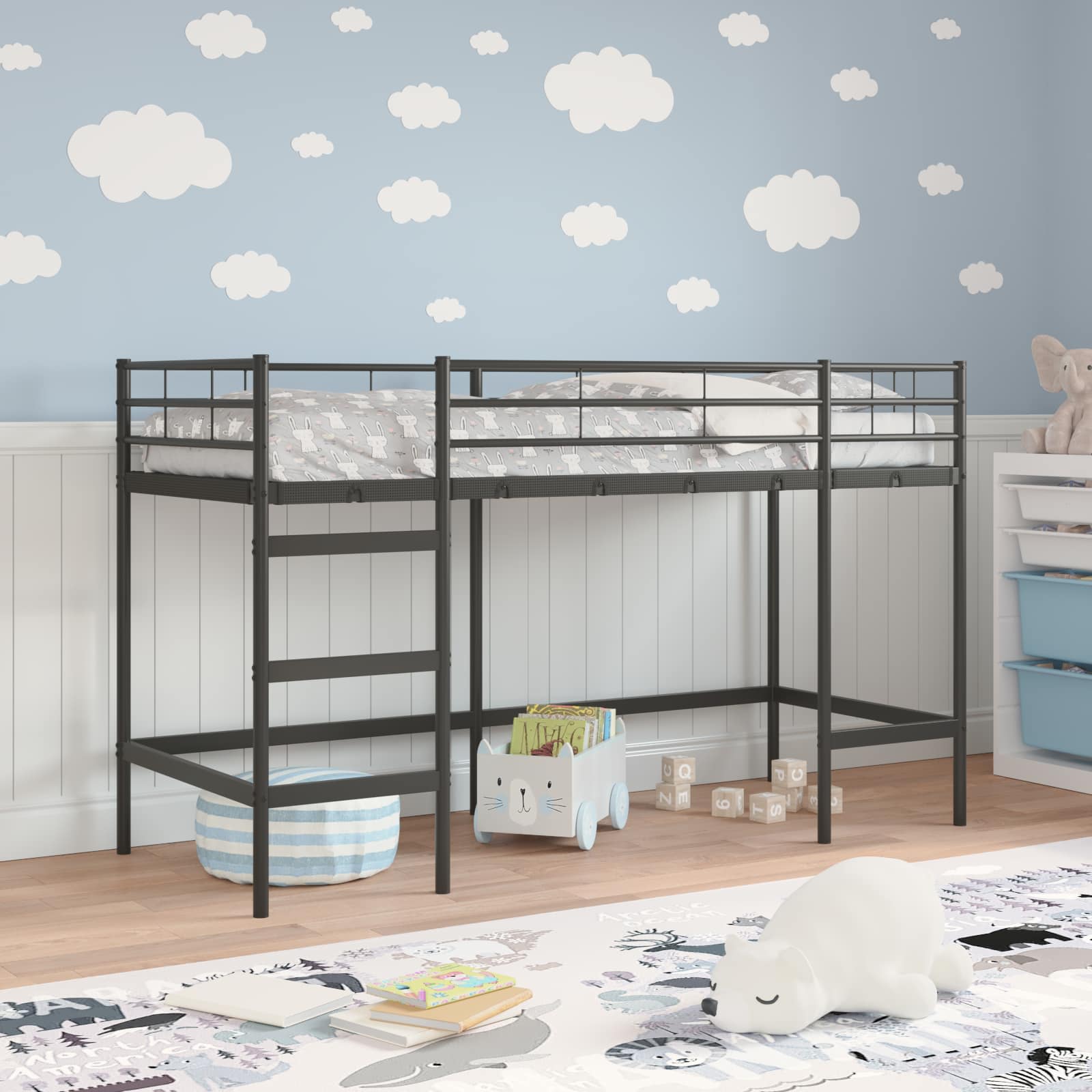 Okvir Krevet za Dječji Loft Crna 99,5 x 190 cm Čelik